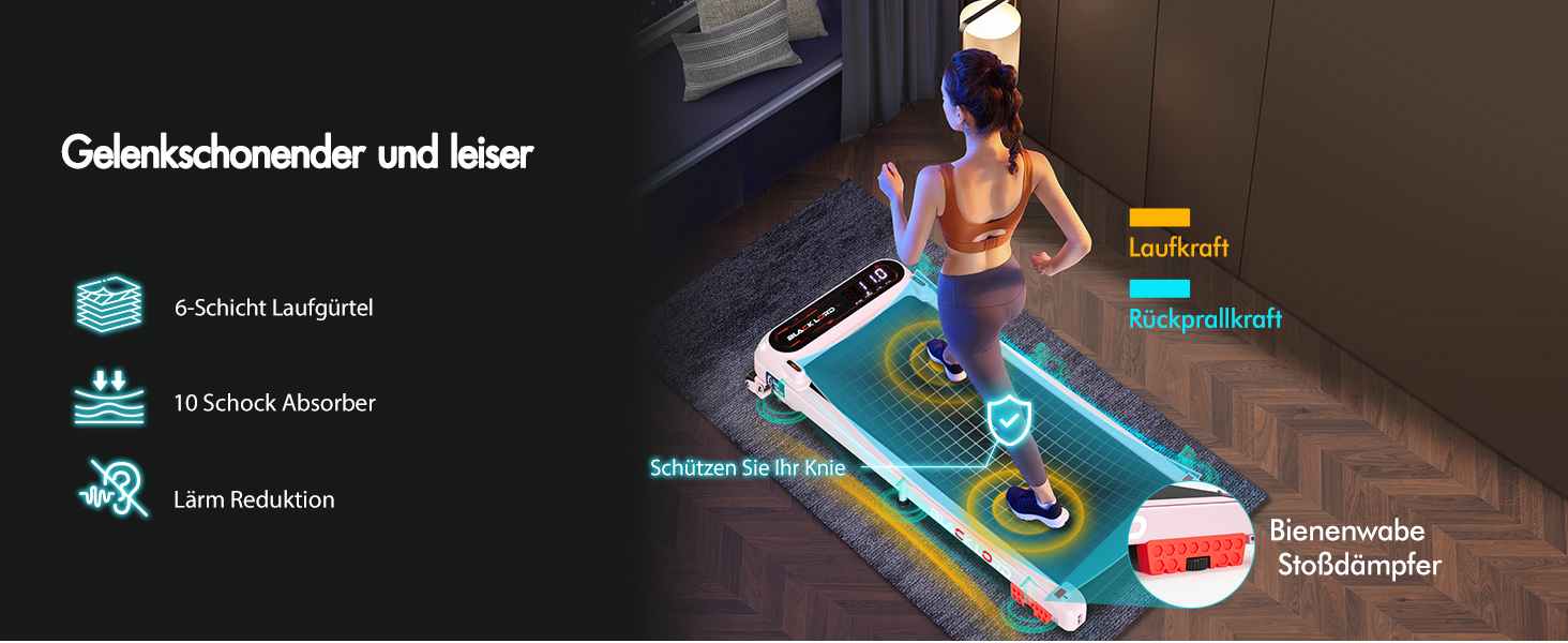 Біговий тренажер BLACK LORD X7 Laufband - ходьба під столом, 3.0PS, 130кг, Bluetooth, 3 рівня нахилу, рожевий