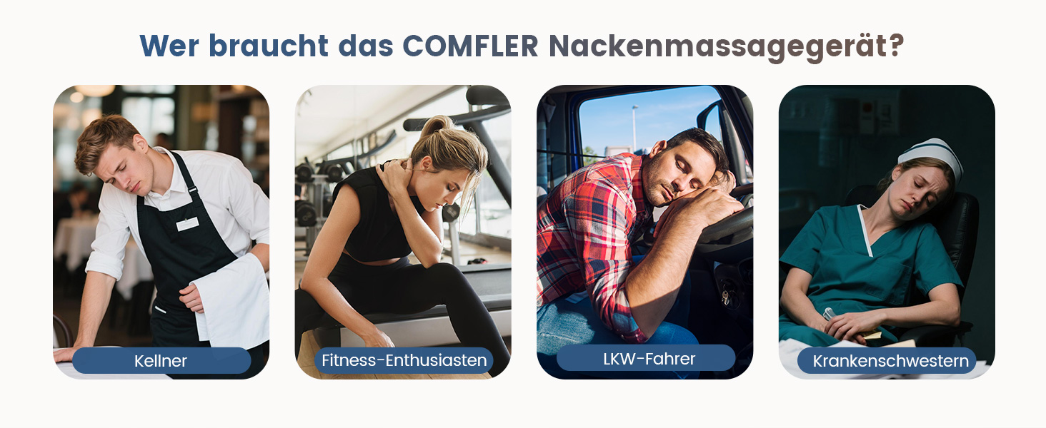 Масажер для шиї COMFIER бездротовий Shiatsu з підігрівом, 3D глибокий масаж, для шиї, спини, попереку, подарунок для жінок та чоловіків, блакитно-чорний