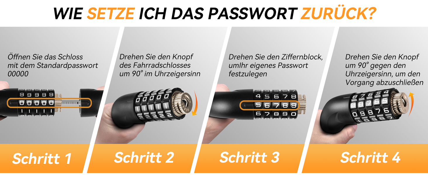Замок для велосипеда з цифровим кодом, 11 кольорів, 90 см, рівень безпеки 8, 5-значний, для велосипеда, мотоцикла, ролера, дверей (жовтий)