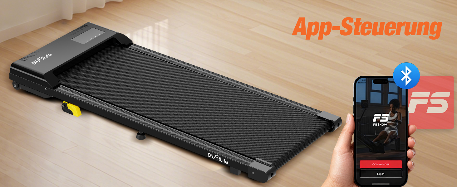 DH FitLife 2026 Walking Pad: Безшумне ходункове тренажерне обладнання з регулюванням нахилу до 6% | Для дому та офісу | З керуванням через APP | TÜV geprüft