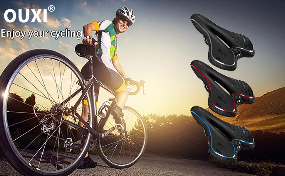 Велосипедне сідло OUXI з гелевою вставкою: комфортне, ергономічне, для чоловіків та жінок, MTB, шосе, гірський велосипед, фітнес-тренажер, міський велосипед, електровелосипед, блакитне