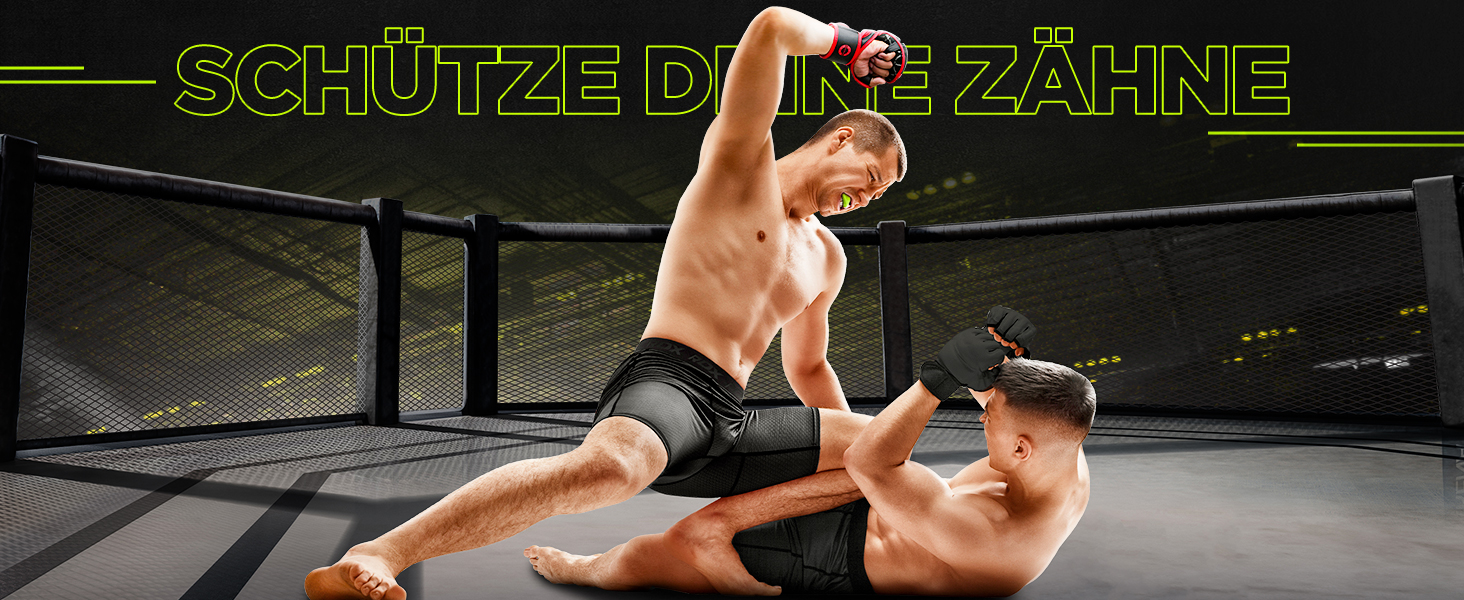 Капа для захисту зубів RDX для бойових видів спорту, MMA, кікбоксингу, хокею, футболу, м'яку рукавичку, регбі. Зручна коробка для зберігання. Для дорослих (від 12 років). Чорний колір.