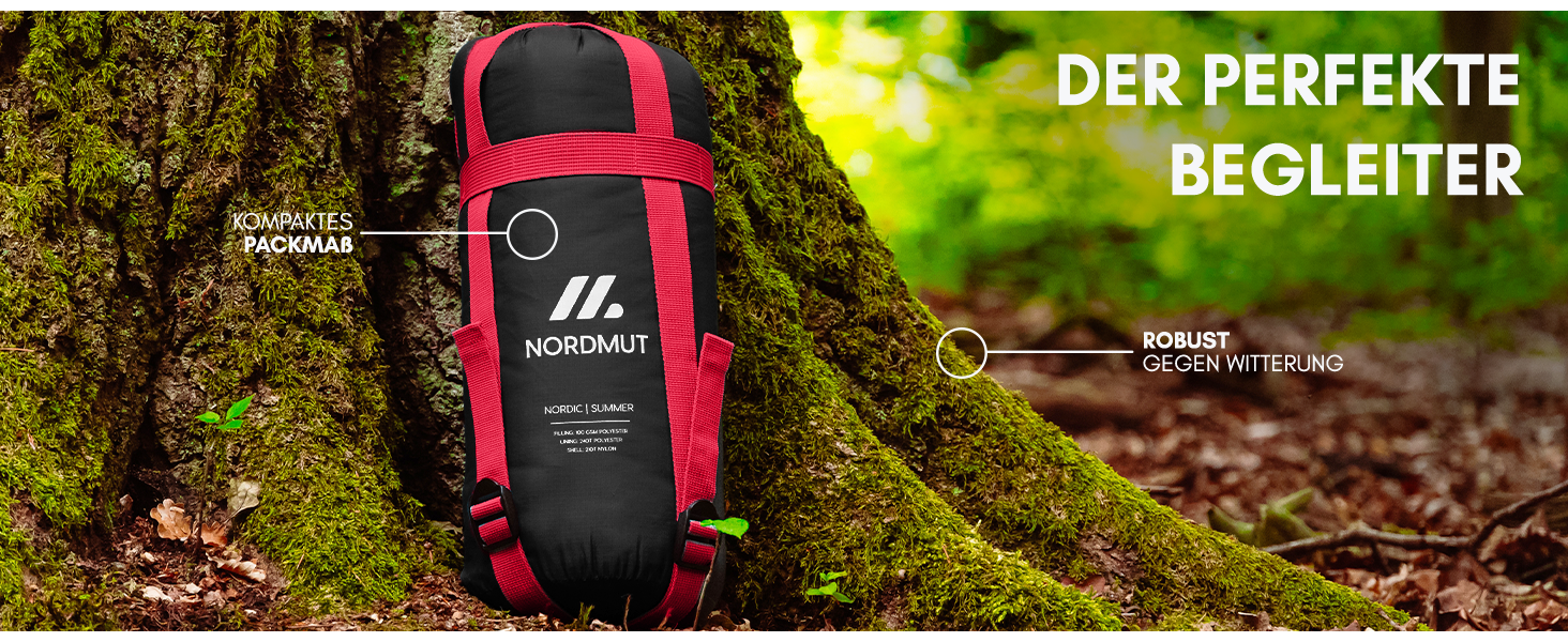 Сплячий мішок NORDMUT® для дорослих – компактний та ультралегкий (900/1500г) – на 3 сезони (250 г/м²) та літній (100 г/м²) – спальний мішок-кокон для кемпінгу, відпочинку на природі та фестивалів (сірий)