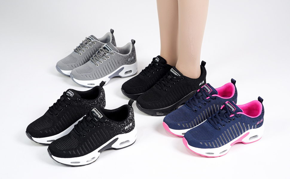 Жіночі кросівки для бігу з підтримкою склепіння стопи, повітряна подушка, комфортні снікерси, чорно-білі, 38.5 EU