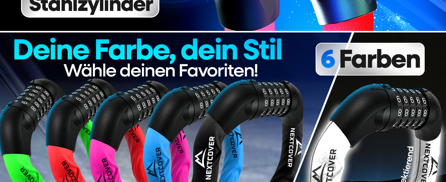 NEXTCOVER LockOne: надійне велозамкa з ключем - висока безпека, міцна ланцюгова конструкція, 3 ключі (відбиваючий, кодовий замок)