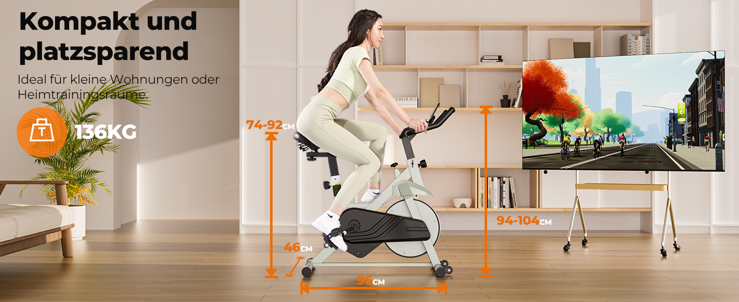 Велотренажер DeerRun Professional: фітнес-велосипед з регулюванням магнітного опору, моніторинг даних через додаток, для дому, вантажопідйомність 136 кг, чорно-червоний