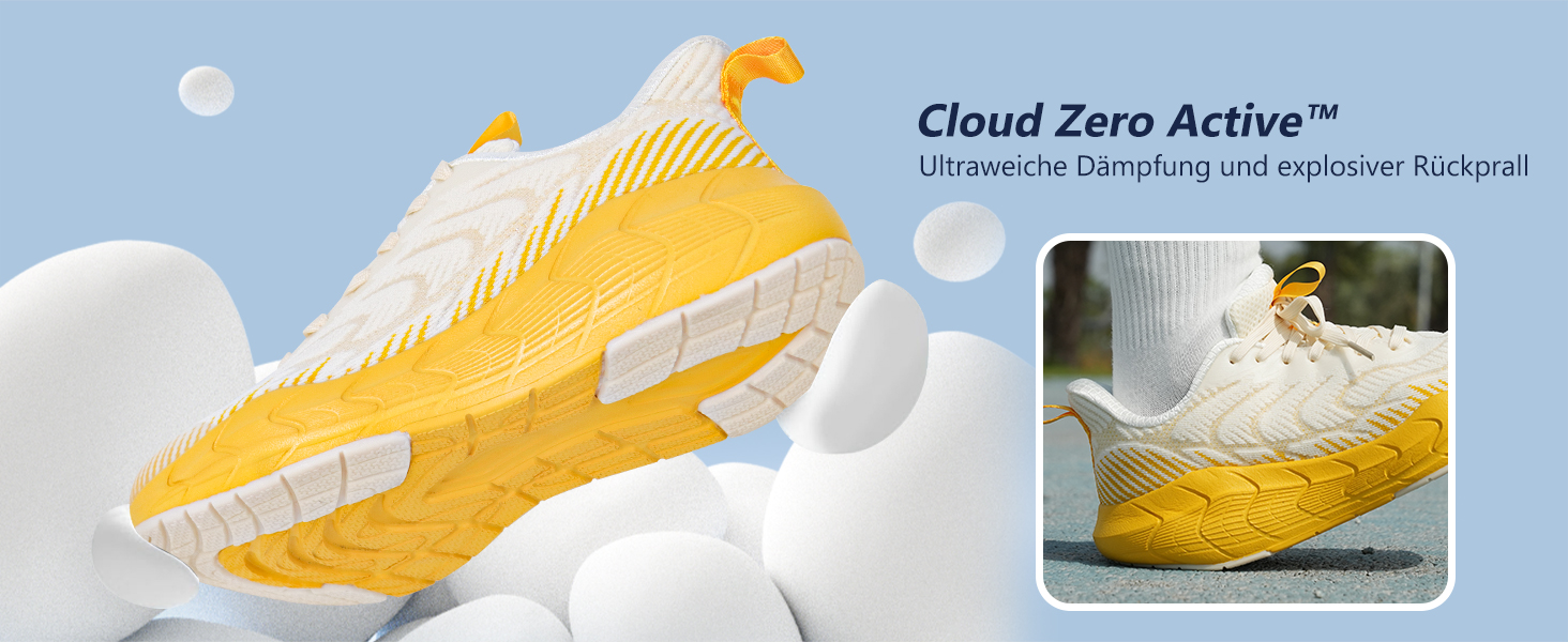 Hawkwell Cloud Zero Active Cushion - Дихаючі жіночі трекінгові кросівки для тенісу та прогулянок, бежево-жовті (36 EU)