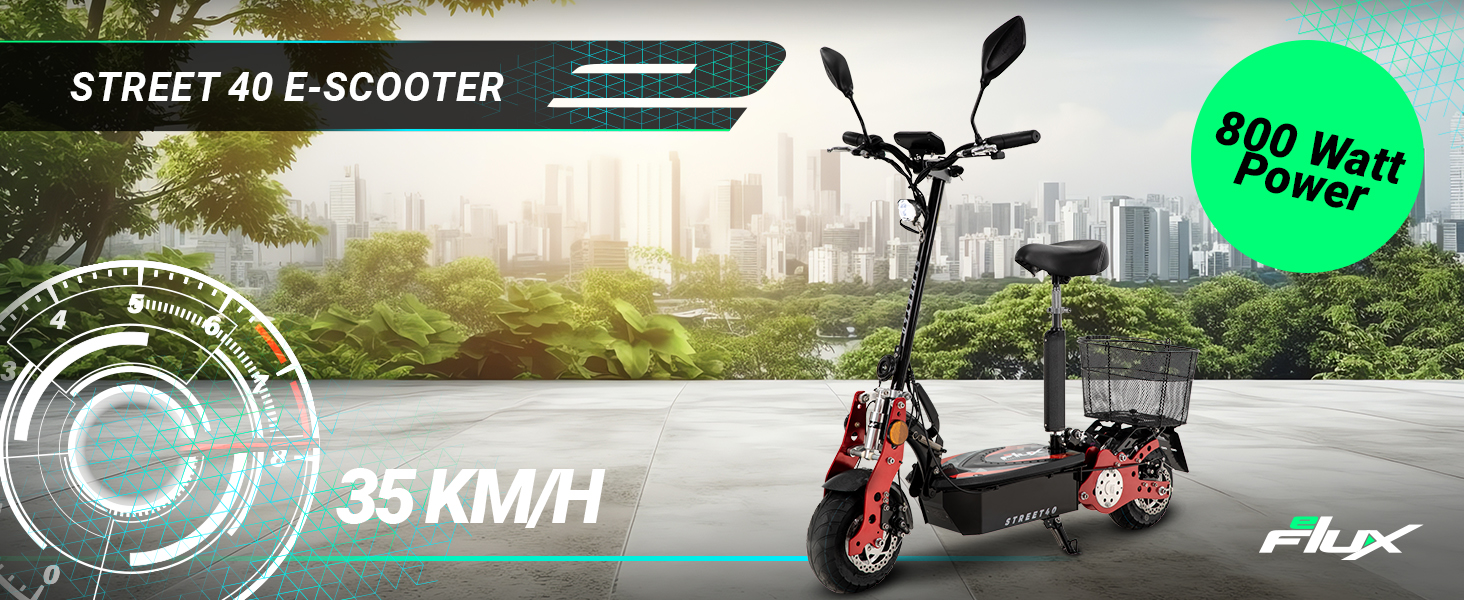 Електросамокат E-Scooter 40, 800 Вт, 30 км запас, вулиця легальна