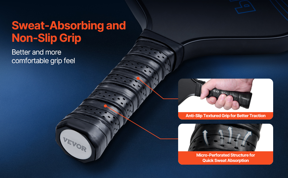 Pickleball-ракетка VEVOR з вуглецевим покриттям T700 та ячеистим ядром, професійна, для дорослих, синього кольору