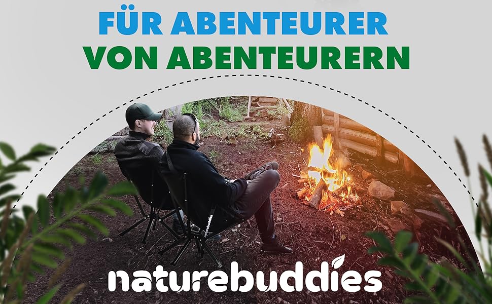Крісло для кемпінгу Nature Buddies® Faltbar: Легке, компактне, розкладне, до 150 кг | Стільці для риболовлі, відпочинку на природі, фестивалів, туризму | Чорний