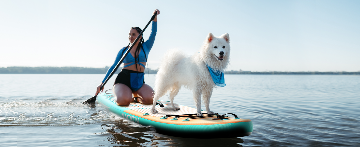 SUP дошка NACATIN надувна 320 см (10'6'') помаранчева для дорослих: комплект з веслом, насосом, рюкзаком та ремкомплектом