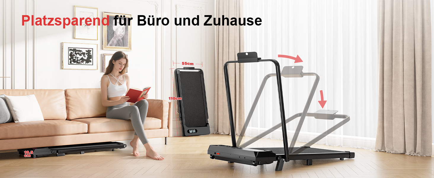 Walking Pad Dskeuzeew: Бігова доріжка з нахилом 7% для дому. 4-в-1, чорний