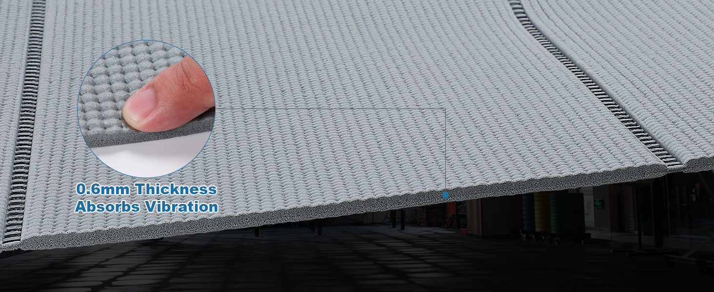 Килимок під тренажер PVC 173x61x0.6 см, захисний шумопоглинаючий мат для бігової доріжки та йоги, водонепроникний (сірий)