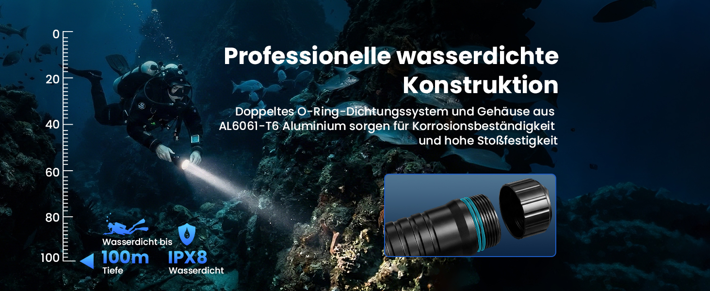Ліхтарик підводний Sofirn SD11 5000LM CRI 90, USB-C, червоне світло 660нм, IPX8, для дайвінгу та фотографії