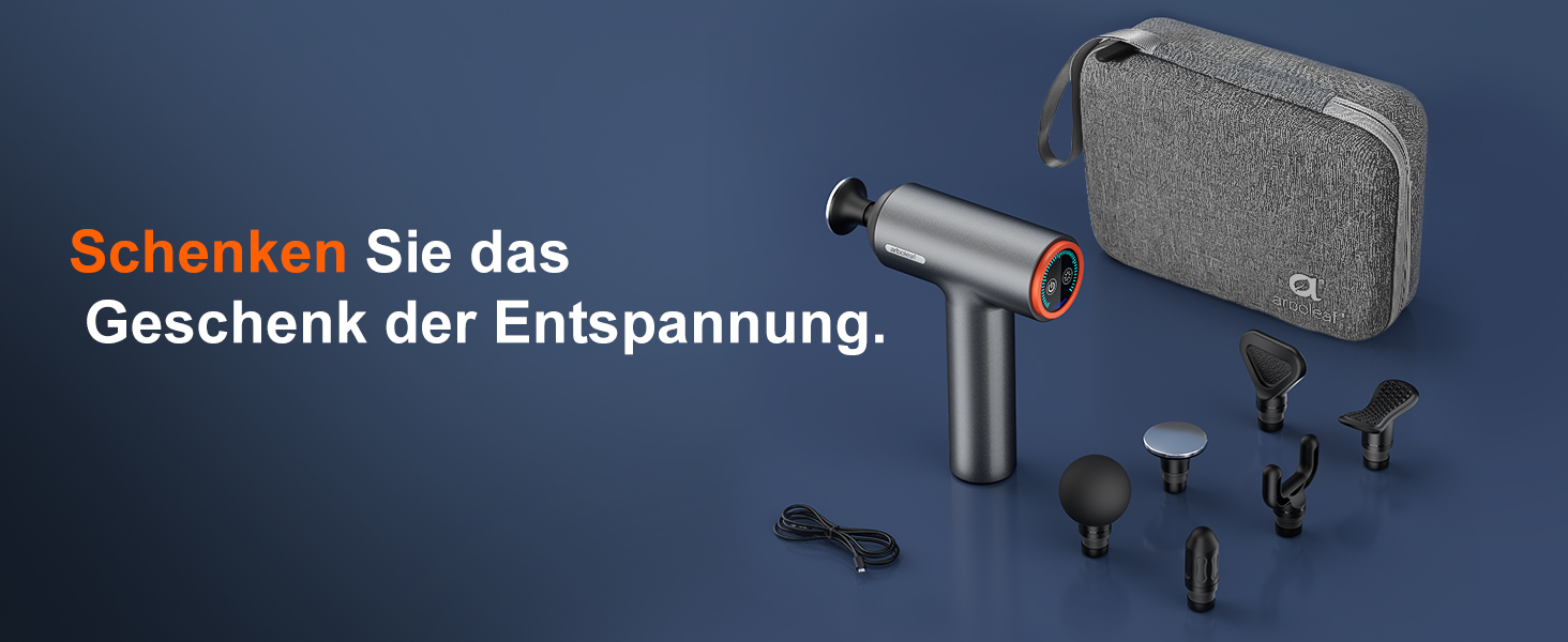 Масажер для м'язів Arboleaf з підігрівом та LED-дисплеєм, 6 насадок, 5 рівнів інтенсивності та 3 режими підігріву