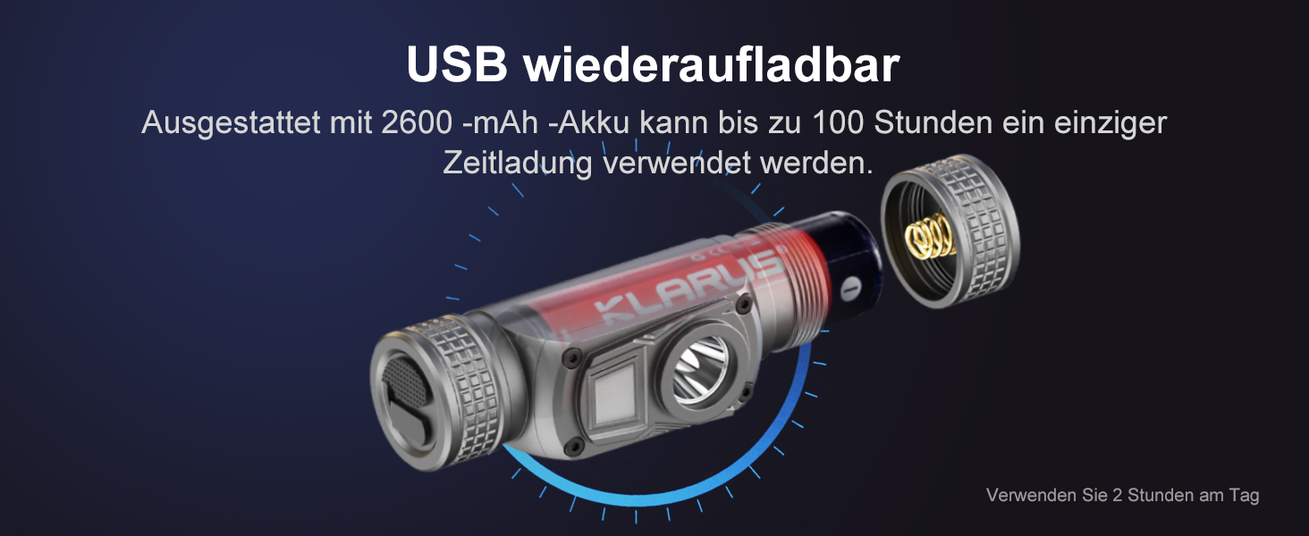 Акумуляторний налобний ліхтар Klarus HL1 LED 1200 Люмен, 7 режимів роботи, до 100 годин автономності, водонепроникний IPX6 для бігу, кемпінгу, походів та полювання