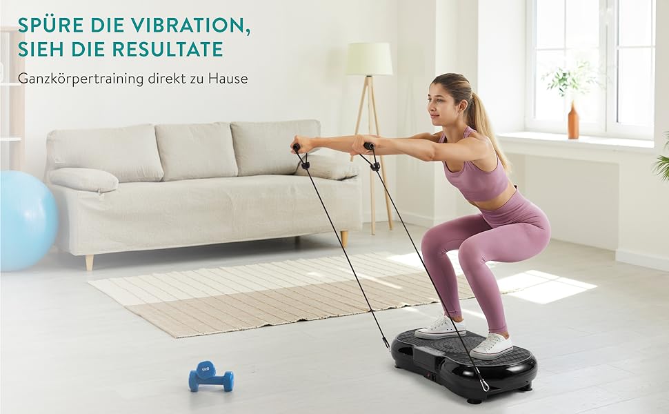 Платформа вібрації Navaris для всього тіла - тренажер для дому, фітнес-платформа для пресу, ніг та сідниць - спортивний тренажер з гумками