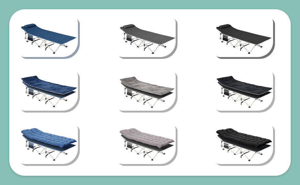 Зручне розкладне ліжко YITAHOME для кемпінгу та відпочинку на природі. Міцне, розкладне ліжко з матрацом, чорного кольору. Ідеально для подорожей та відпочинку на відкритому повітрі.