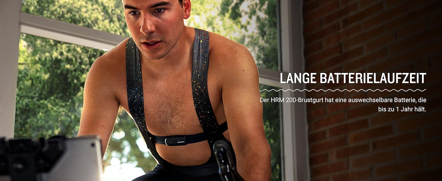 Гармін HRM 200 - нагрудний датчик серцевого ритму, преміум-якість, батарея до 1 року, для точного вимірювання, розмір M-XL