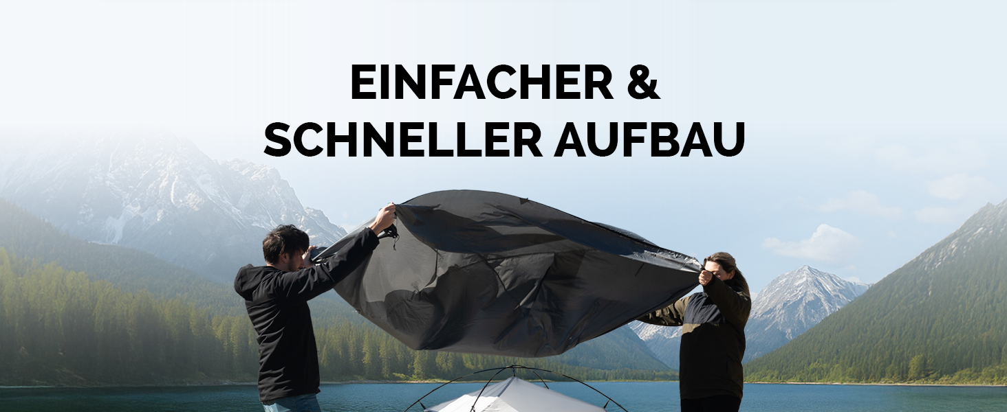 Намет MONTARAY для 2 або 4 особи: двостінний, з захистом від комарів, швидкий монтаж, водонепроникний, вітростійкий, дихаючий, легкий, компактний, з сумкою. Ідеально для кемпінгу та фестивалів (сірий)