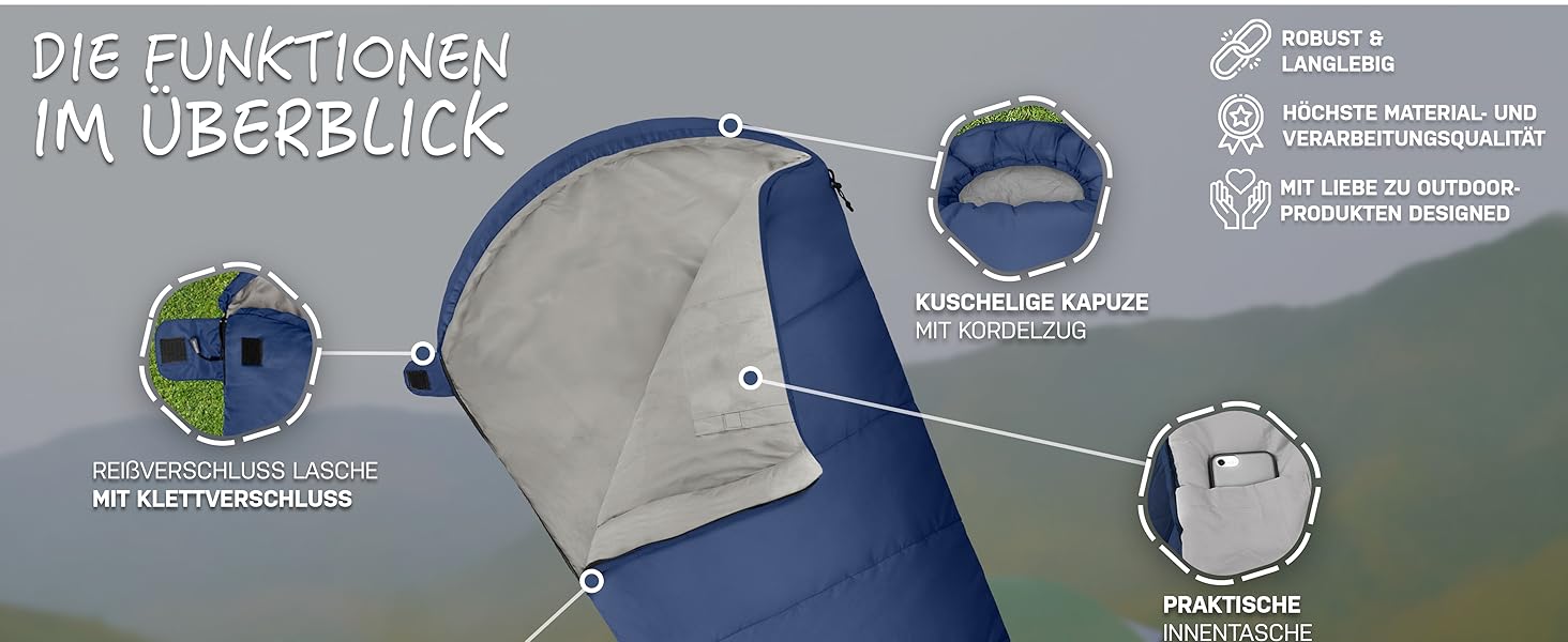 Спальний мішок 3 сезони та літній ультралегкий [750г/1500г] | Намету мішковидний спальний мішок | компактний | для кемпінгу, подорожей, гірських походів | літній спальний мішок блакитний 750г