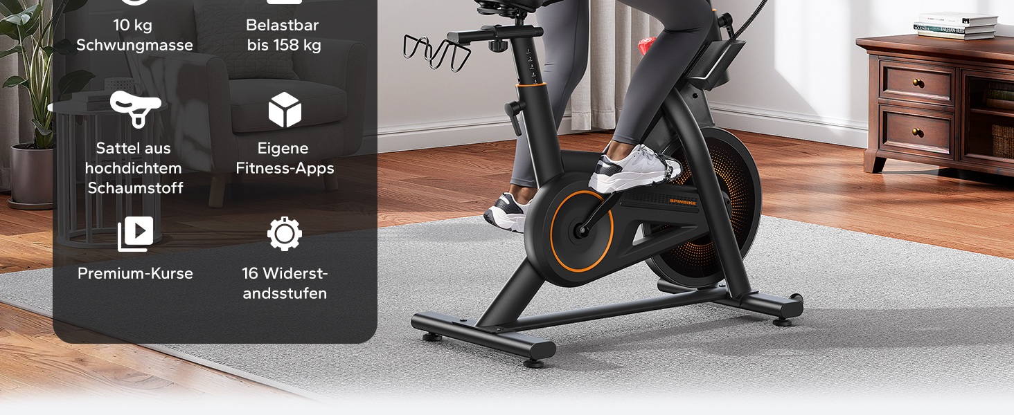 Велотренажер MERACH з магнітним опором, тихий, важкий, 10 кг маховик, автоматичний та ручний опір, велотренажер для дому з додатком, до 158 кг, чорний