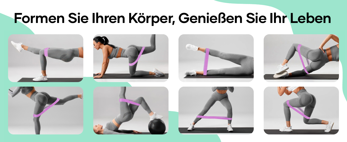 Фітнес-еластичні стрічки Suright: резистентні гумки для йоги, силових тренувань, ніг та сідниць. Набір для фітнесу (зелений, фіолетовий, чорний)