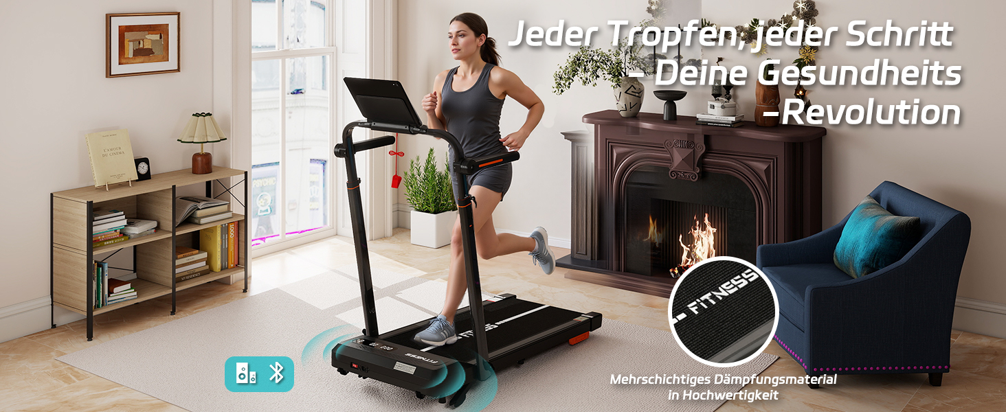 Складана бігова доріжка JUMMICO для дому та офісу з нахилом 5%, Walking Pad під стіл, швидкість 1-12 км/год, до 100 кг, керування через додаток та пульт, ширина стрічки 39 см