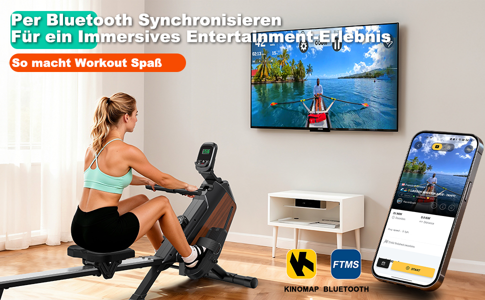 Магнітний тренажер для дому з регулюванням опору (16 рівнів), тихий (<30dB), складаний (0,28м²), синхронізація з Kinomap APP, максимальне навантаження 160 кг - ідеальний для кардіотренувань та загальної фізичної підготовки, з імітацією текстури дерева