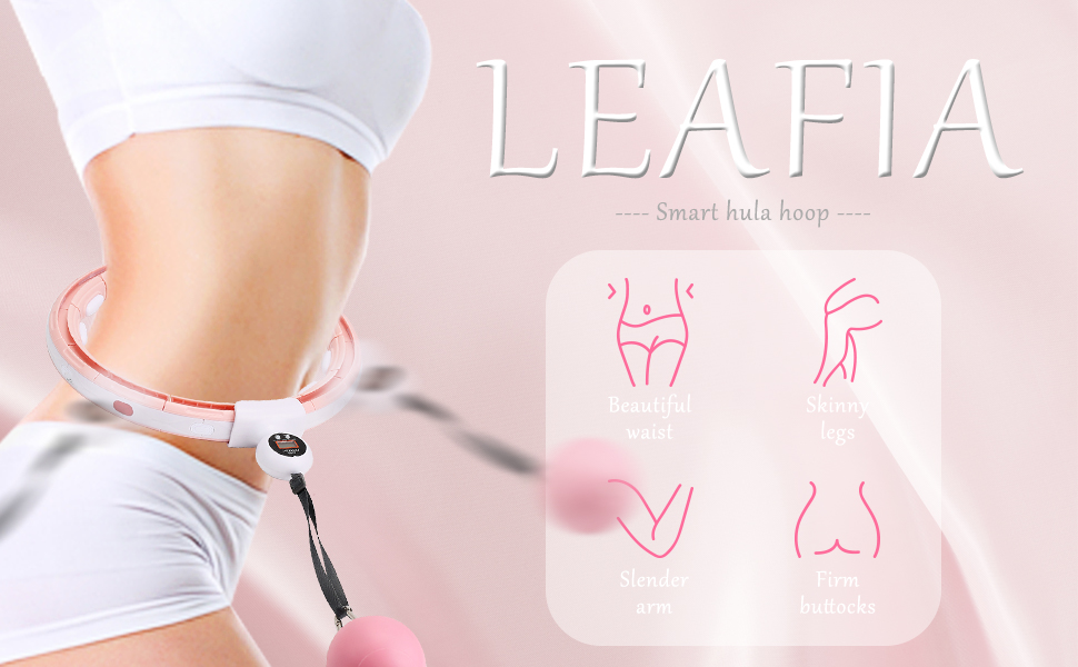 Розумний фітнес-обруч LEAFIA з лічильником, магнітними дисками та 16 регульованими секціями, рожевий - для схуднення та фітнесу для дітей та дорослих