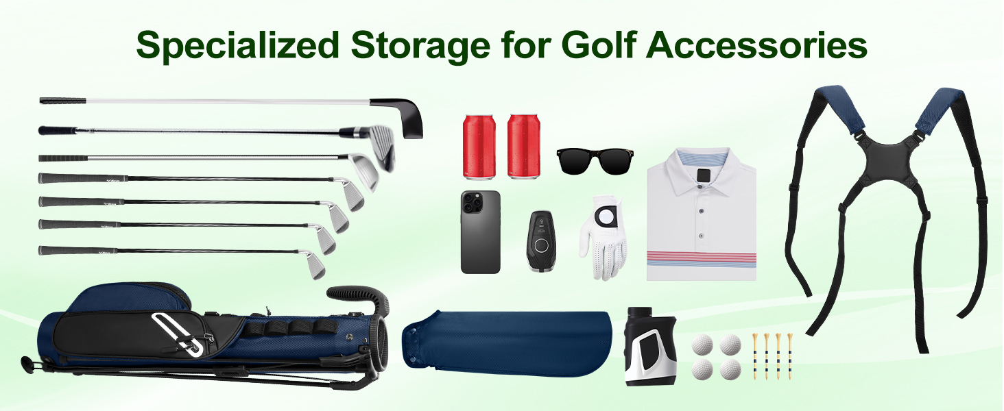 Сумка для гольф-клубів на 7 місць, компактна, для поля Par 3 та драйвінг-рейнджу, легка сумка для пітч-пут гольфу, з ергономічним подвійним ременем, блакитна