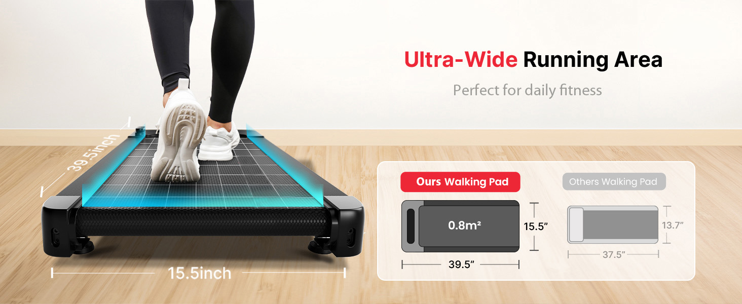 Bluearth Walking Pad: Ходункова доріжка з регулюванням нахилу 10%, стіл для бігу, смарт-додаток, доріжка для дому з LED-дисплеєм, чорний колір