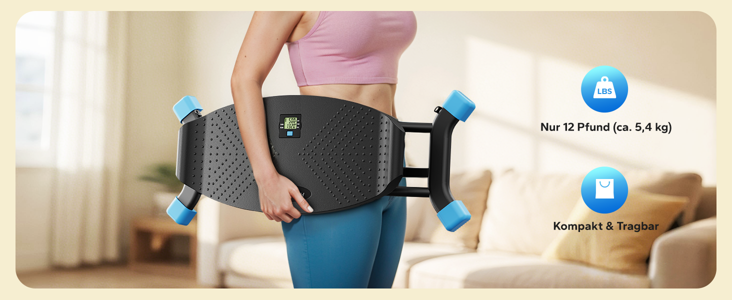 Балансборд MERACH для дорослих з дисплеєм, тренажер рівноваги з 2 еластичними стрічками, до 136 кг, для реабілітації та координації, домашній спортзал, для початківців (Чорний)