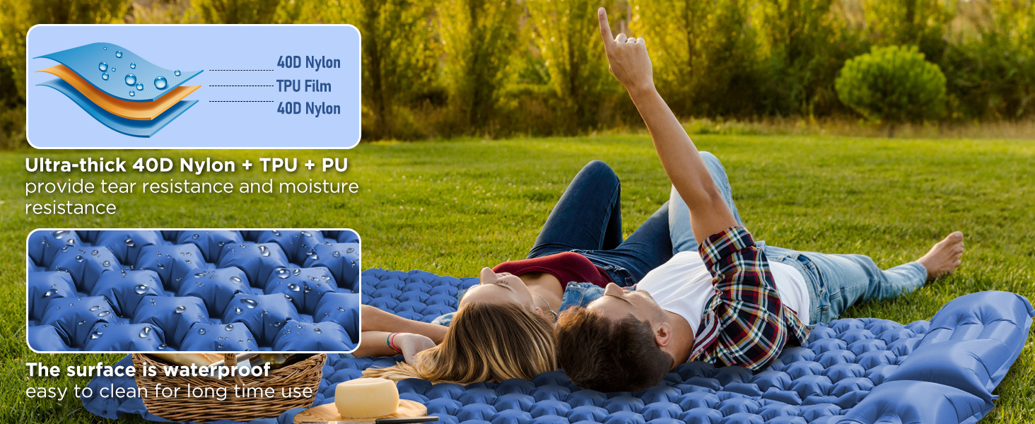 Килимок для кемпінгу Elegear Isomatte 2 особи, надувний, 120x200 см, для туризму та відпочинку на природі