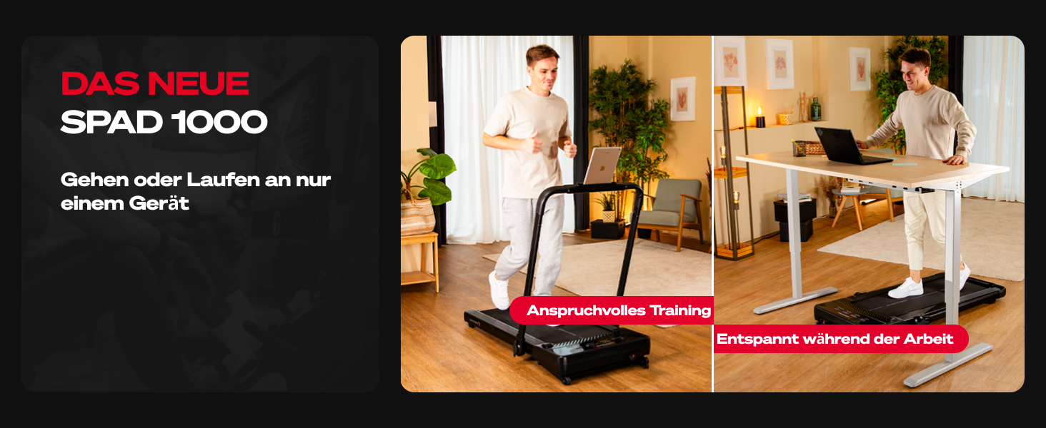 Sportstech Walking Pad: біговий килимок для дому та офісу з регулюванням нахилу до 19%, LED-дисплеєм, компактний та тихий, сумісний з додатком, швидкість до 12 км/год, sPad500/1000 sPad1000