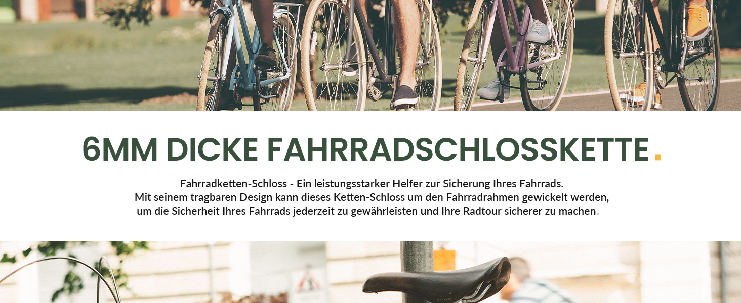 Замок для велосипеда Titanker, висока безпека, ланцюговий замок для дітей, проти крадіжок, з 2 ключами, 950мм x 6мм