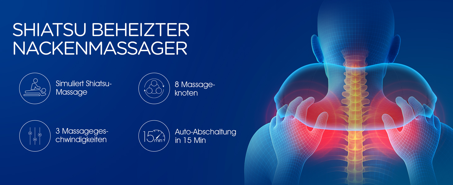 Масажер для шиї та плечей VOYOR-HEALTH PJ100 з інфрачервоним підігрівом, 4D Shiatsu масаж для спини та попереку, універсальний для дому, авто та офісу, чорний