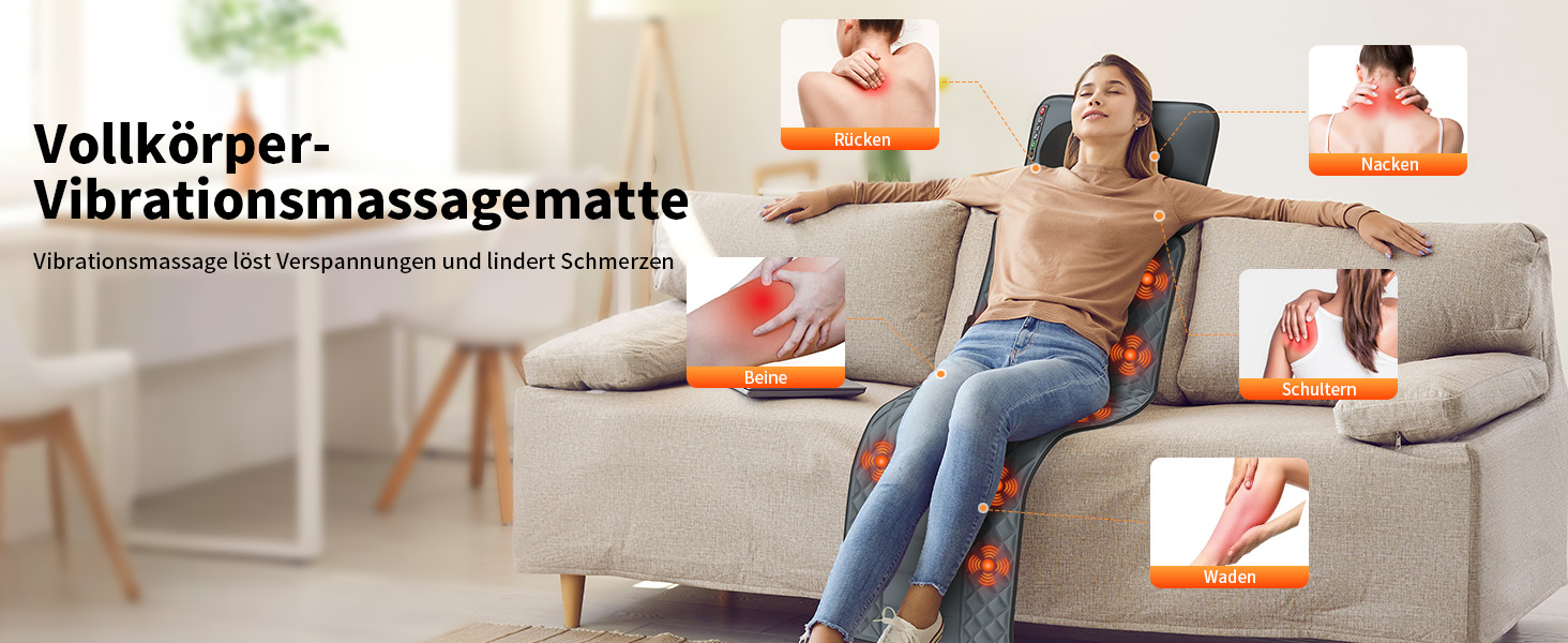 Електрична масажна подушка для крісла з підігрівом та вібрацією для спини та шиї, масажер для всього тіла, Шиацу масаж (2.0)