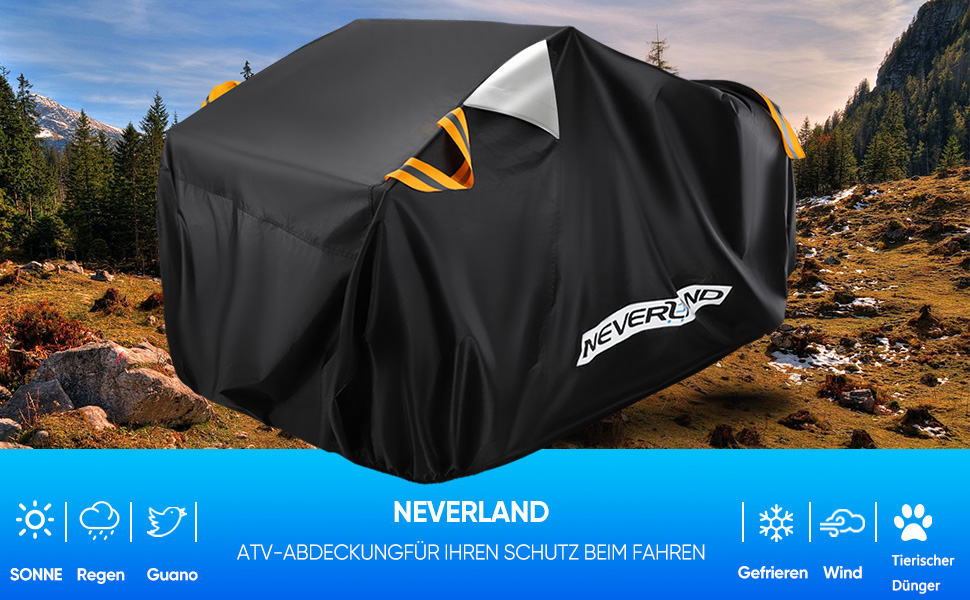 Водонепроникний чохол для квадроцикла ATV NEVERLAND XXXL (256x110x120 см) — захисний тент із тканини 210D Oxford, від пилу, дощу та UV-променів, зі світловідбиваючими смугами