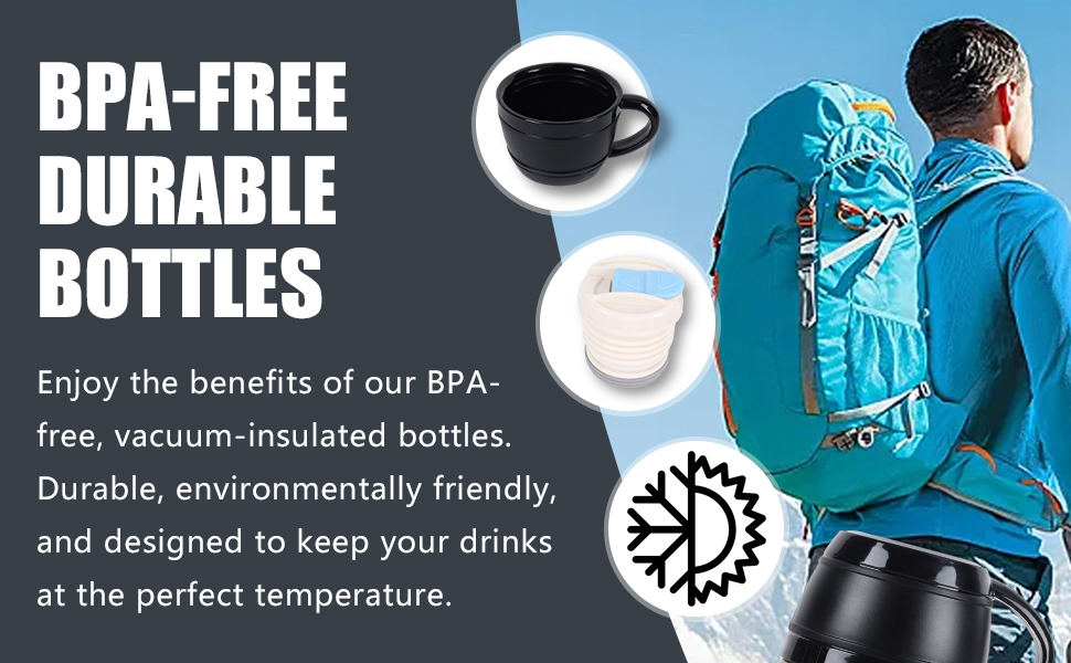 Термос-пляшка Y·J&H з нержавіючої сталі, 650 мл, подвійні стінки, без BPA, з кришкою-чашкою, для гарячих напоїв, для кемпінгу, шампанське золото