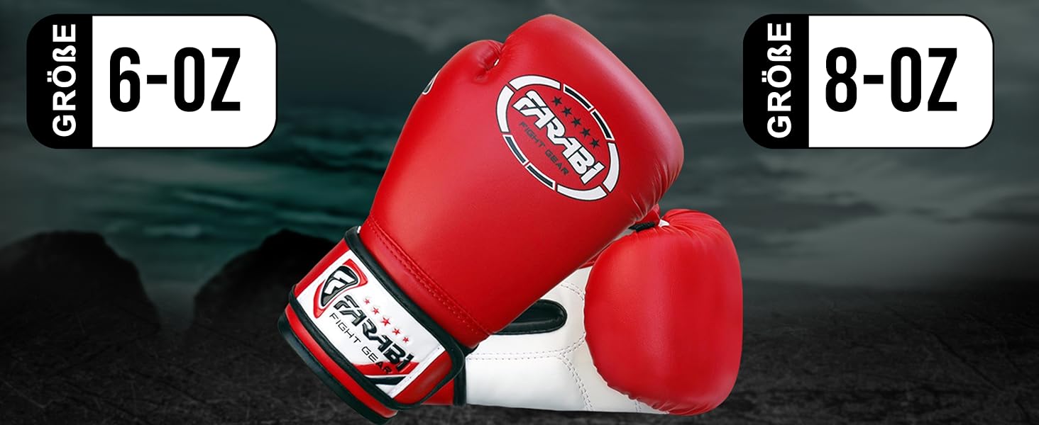 Боксерські рукавички Farabi Sports для дітей, 8-oz, чорні – бокс, ММА, муай-тай, кікбоксинг, спаринги, тренування