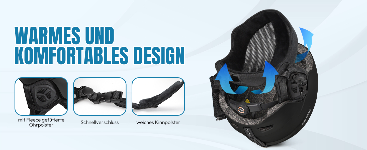 Шолом для лиж та сноуборду, чорний, регульований, з 12 вентиляційними отворами, знімний підкладковий шар та навушники, розмір M (55-58 см)