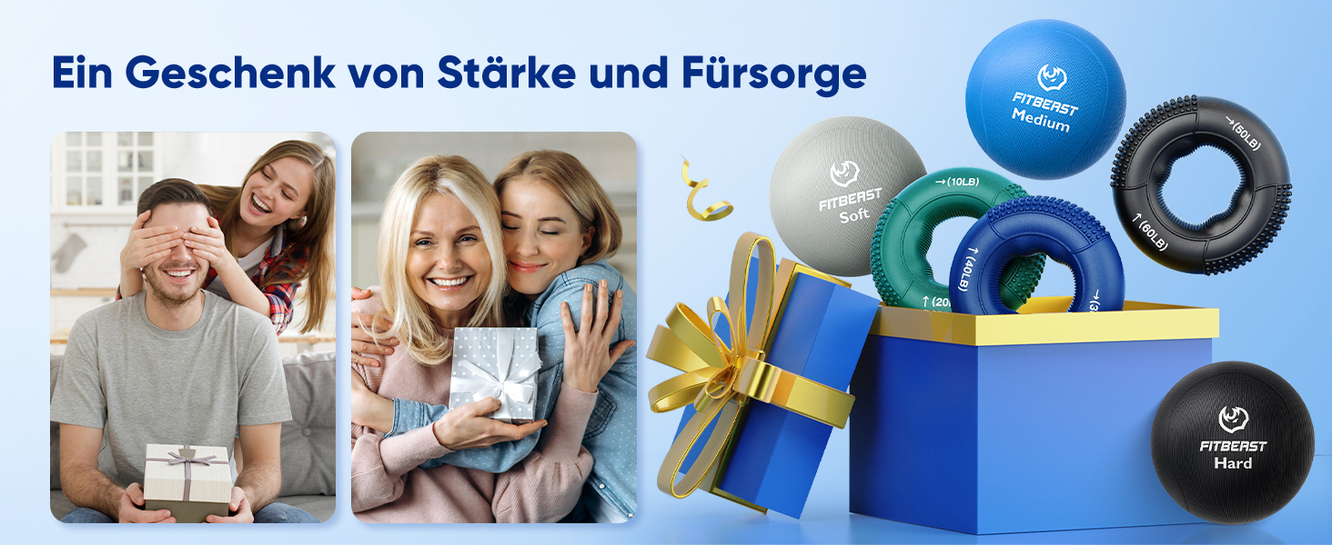 Набір для тренування рук FitBeast (6 шт.) - для силових вправ, регенерації та зняття стресу. Підходить для чоловіків, жінок та людей похилого віку.