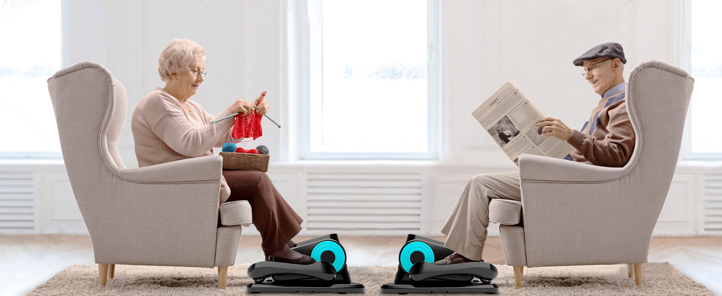 Електричний еліптичний тренажер Amonax, міні крос-тренажер для дому, сидячий велотренажер для літніх людей, кардіо тренажер під стіл, чорний Pro