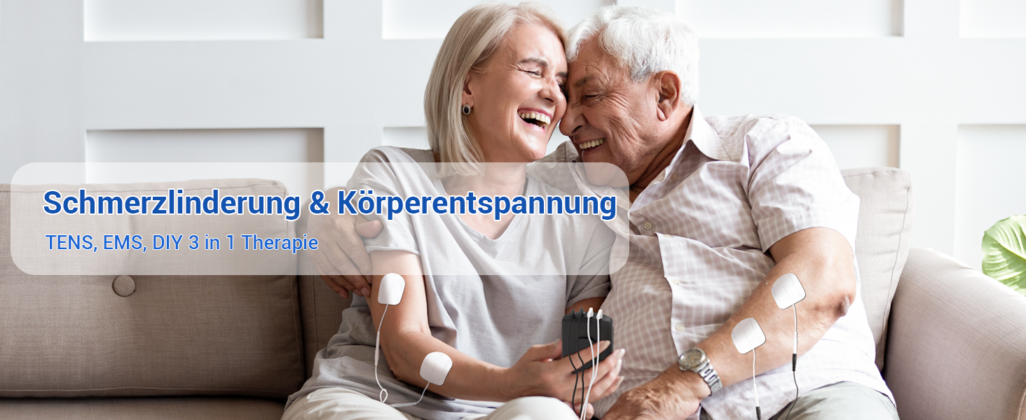 Пристрій TENS/EMS Comfytemp K6106 з 4 каналами та 8 електродами для терапії болю та масажу, 24 режими, 10 електродів