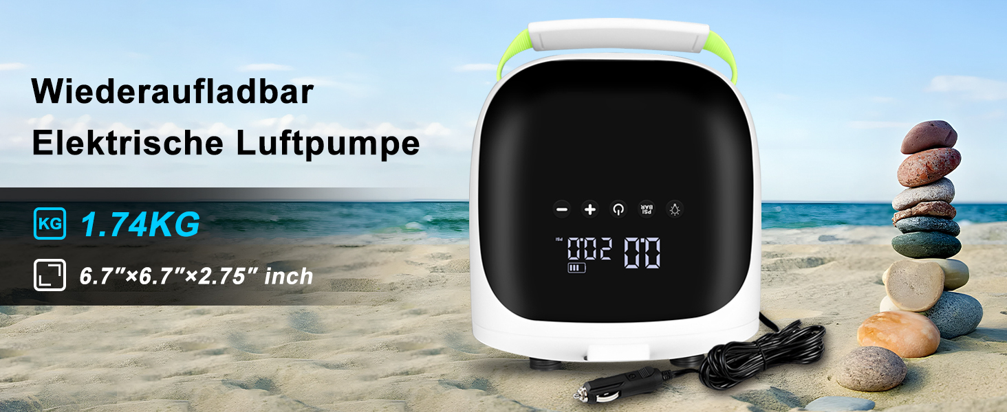 Електрична повітряна помпа Ruitx 20psi з акумулятором, 110V AC/12V DC, для SUP, каяків, наметів та ін.