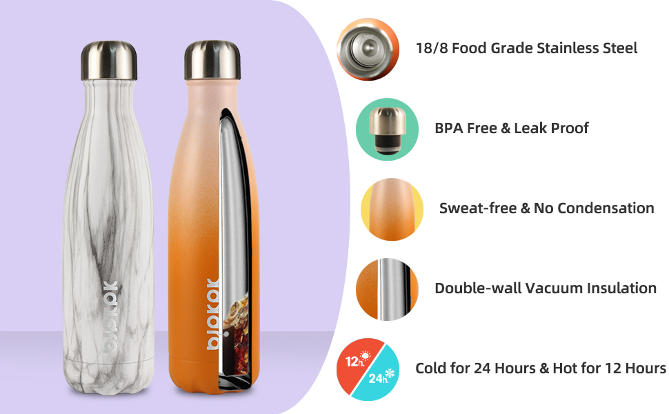 Термос-пляшка BJPKPK 500 мл з нержавіючої сталі, чорно-червоний колір. Зручна, багаторазова, для гарячих та холодних напоїв, придатна для миття в посудомийній машині.