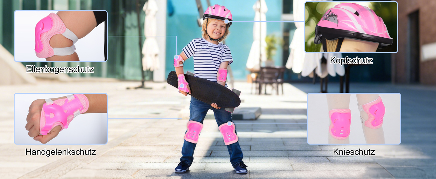 Дитячий шолом CLISPEED з наколінниками, 7-в-1, захист для роликів, скейтборду, велосипеда, 3-8 років, регульований