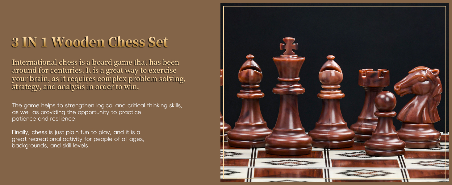 Магнітна шахова дошка з дерева 3 в 1, складана, для подорожей та дітей, 29x29 см