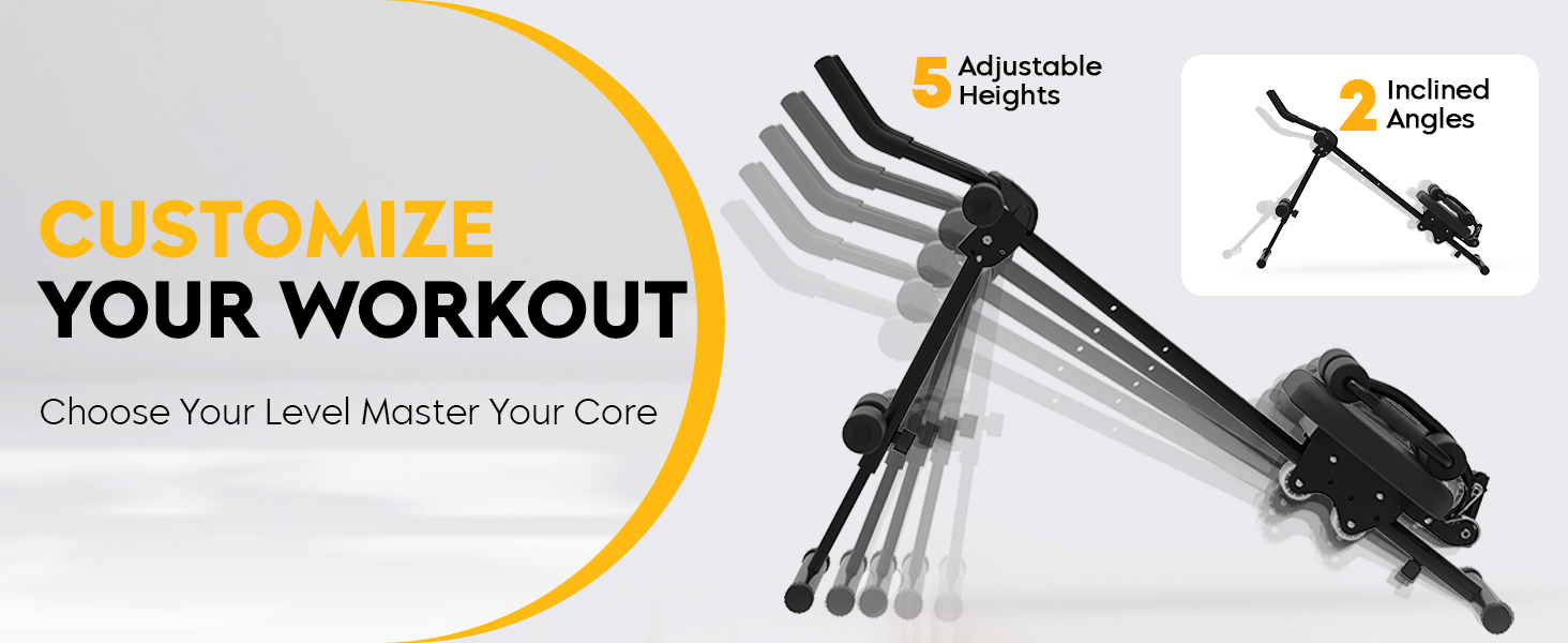 Тренування пресу GuuG: компактний тренажер для дому. Зручний, складаний, для чоловіків та жінок. Чорний колір.